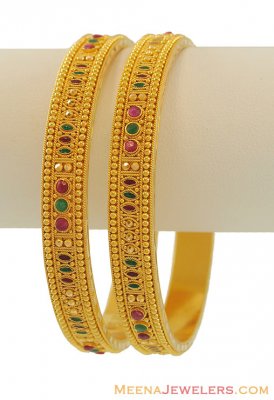 22K Meenakari Bangles (2 pcs) ( Gold Bangles )