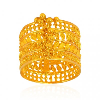 22k Yellow Gold Filigree Band  ( Ladies Gold Ring )