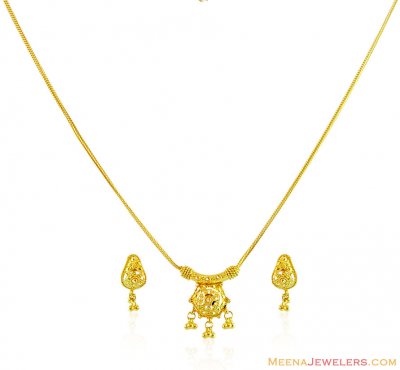 22k Fancy Gold  Necklace Set ( Light Sets )