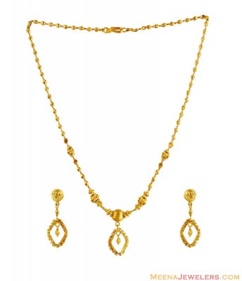 22K Fancy Beaded Necklace Set ( Light Sets )