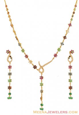 22k Fancy Multicolor Necklace Set ( Combination Necklace Set )