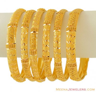 22Kt Gold Bangles (Set of 6) ( Set of Bangles )