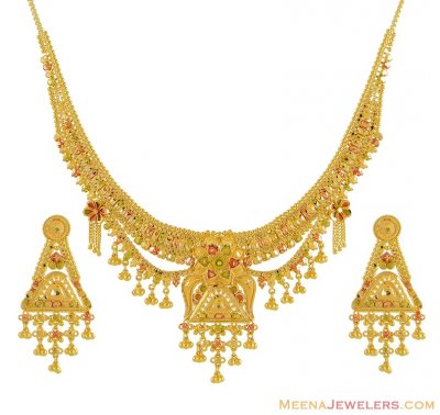 22K Three Tone Necklace Set ( 22 Kt Gold Sets )