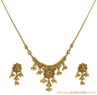 Antique Necklace Set (22K Gold) ( Light Sets )