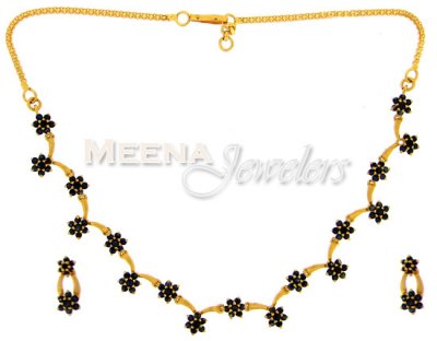 22 Kt Gold Sapphire Set ( Sapphire Necklace Sets )