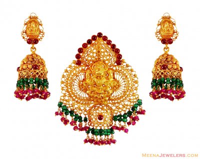 Laxmi Devi Gold Pendant Set ( Antique Pendant Sets )