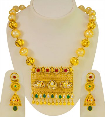 22K Gold Antique Necklace Set ( Antique Necklace Sets )