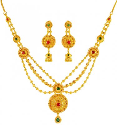 22 Karat Gold Necklace Set ( Gold Designer Sets )