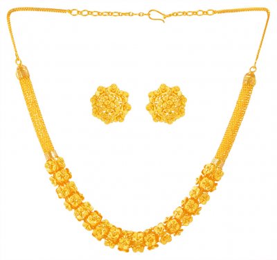 22kt Gold Gajra Necklace Set ( 22 Kt Gold Sets )