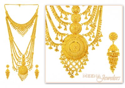 22kt Indian Gold Jewelry Set (Rani Haar) ( Bridal Necklace Sets )