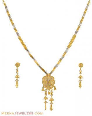 22K Gold Two Tone Necklace Set ( Light Sets )