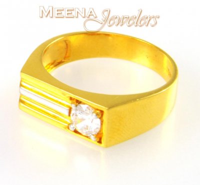 22Kt Gold Mens Signity Ring ( Mens Signity Rings )