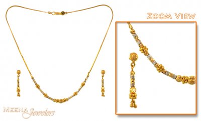 22K Yellow Gold Three Piece Necklace Set ( Light Sets )