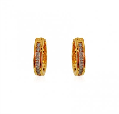 18K Yellow Gold Diamond Earrings ( Diamond Earrings )
