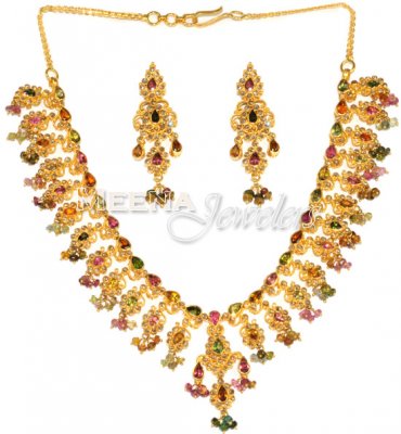 22Kt Gold Diamond Necklace Sets ( Diamond Necklace Sets )