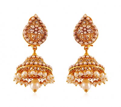 22K Gold Jhumki Earrings ( Exquisite Earrings )