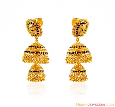 Layered Chandelier Gold Jhumka ( 22Kt Gold Fancy Earrings )