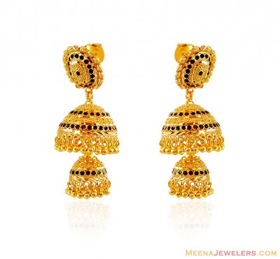 Layered Chandelier Gold Jhumka ( 22Kt Gold Fancy Earrings )