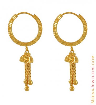 Gold earring with hanging ( Hoop Earrings )