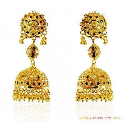 22k Gold Exclusive Jhumki earrings ( 22Kt Gold Fancy Earrings )