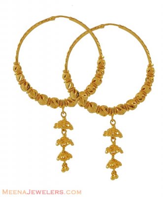 22k Two Tone Bali With Jhumki ( Hoop Earrings )