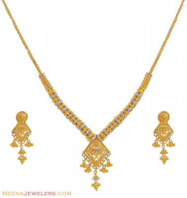 22K Gold Two Tone Necklace Set ( Light Sets )