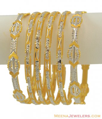 22K Gold 2 Tone Bangle Set ( Set of Bangles )