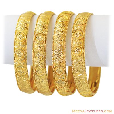 21k Yellow Gold Bangles(4Pcs) ( Gold Bangles )