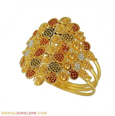 Gold 3 tone Ring (22 Karat) ( Ladies Gold Ring )