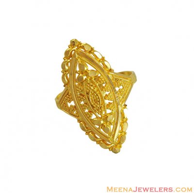 22K Gold Fancy Filigree Ring  ( Ladies Gold Ring )