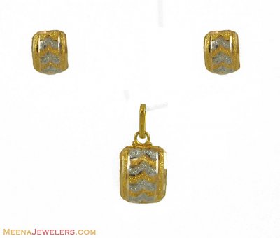 Gold Two Tone Pendant, Earrings Set ( Fancy Pendant Set )