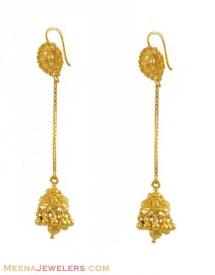 22k Designer Long Jhumki ( 22Kt Gold Fancy Earrings )