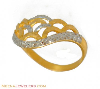 Two Tone Ring (22k) ( Ladies Gold Ring )