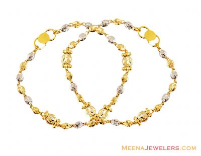 22K Fancy 2 Tone Baby Bracelet ( 22Kt Baby Bracelets )