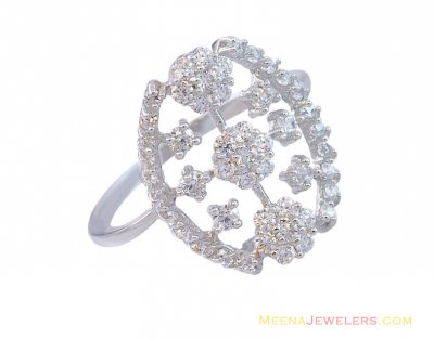 Fancy Signity White Gold Ring ( Ladies White Gold Rings )