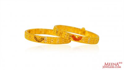 22K Gold Meena Kids Bangle (2 Pcs) ( Baby Bangles )