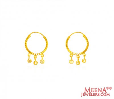 22k Gold balls Hoop Earrings ( Hoop Earrings )