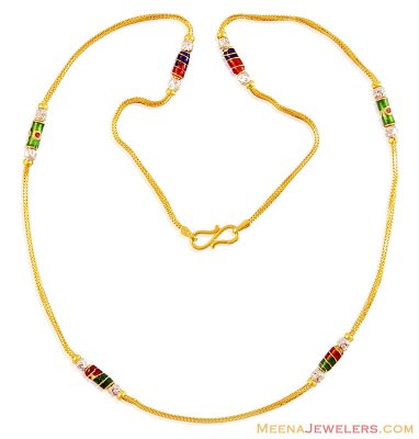 22K Two Tone Meenakari Chain ( 22Kt Gold Fancy Chains )