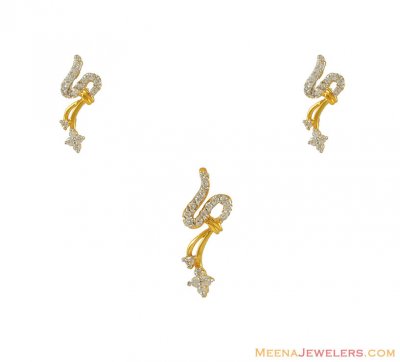 Pendant and Earring Set with Cz (signity) ( Fancy Pendant Set )