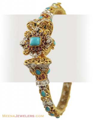 22k Turquoise Stones kada(1 Pc) ( Antique Bangles )