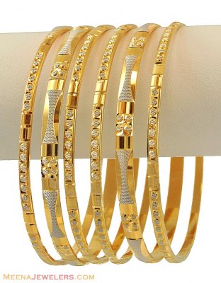 22K 2tone Bangles Set ( Two Tone Bangles )