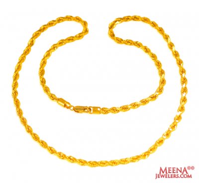 22 Karat Gold Rope Chain (24 Inch) ( Men`s Gold Chains )