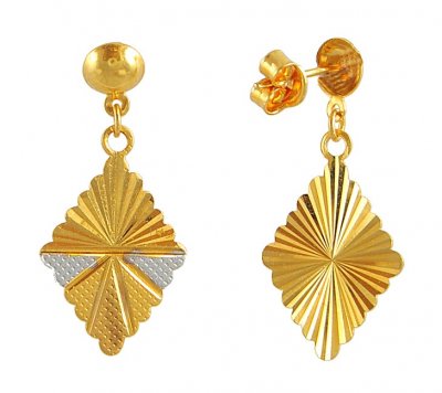 Gold Two Tone Earrings ( 22Kt Gold Fancy Earrings )