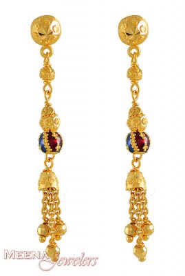 Gold MeenaKari Earrings ( 22Kt Gold Fancy Earrings )