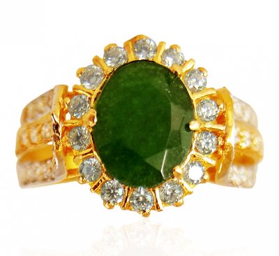 22KT Gold Ring with Precious Stone ( Ladies Rings with Precious Stones )