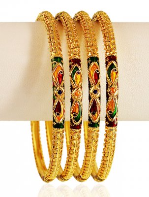 22KtGold Meena Bangle Set 4PC ( Set of Bangles )