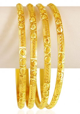 22 Karat Gold Machine Bangles Set ( Set of Bangles )