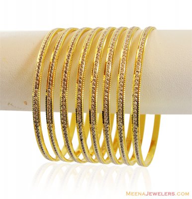 22k Fancy Two Tone Bangles  ( Set of Bangles )