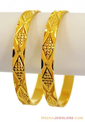 22K Fancy Machine Cut Bangles ( Gold Bangles )