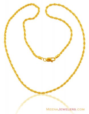 22K Hollow Rope Chain (16 Inches) ( Plain Gold Chains )